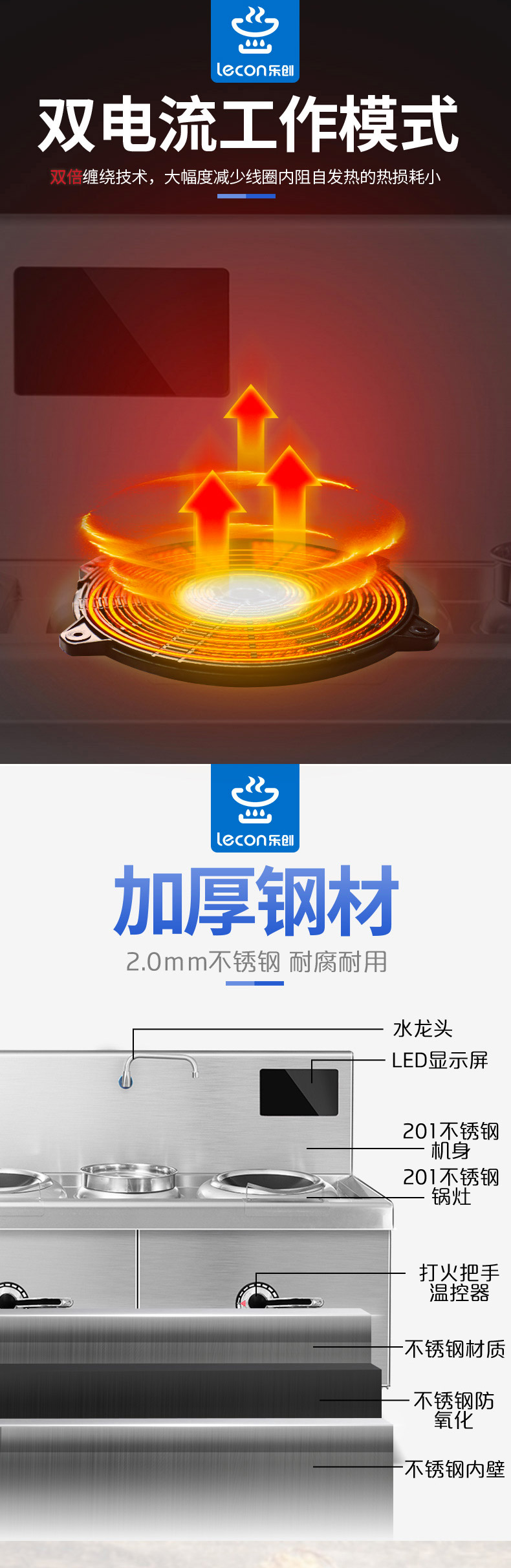 商用電磁爐,電炒爐,雙頭小炒灶,樂創(chuàng)電器