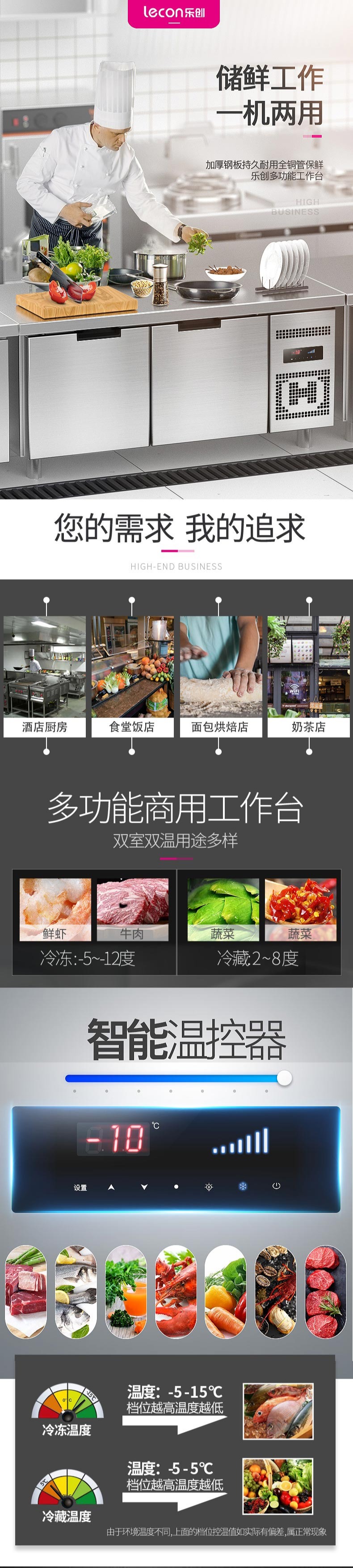 商用平冷柜,冰柜工作臺(tái),樂創(chuàng)電器